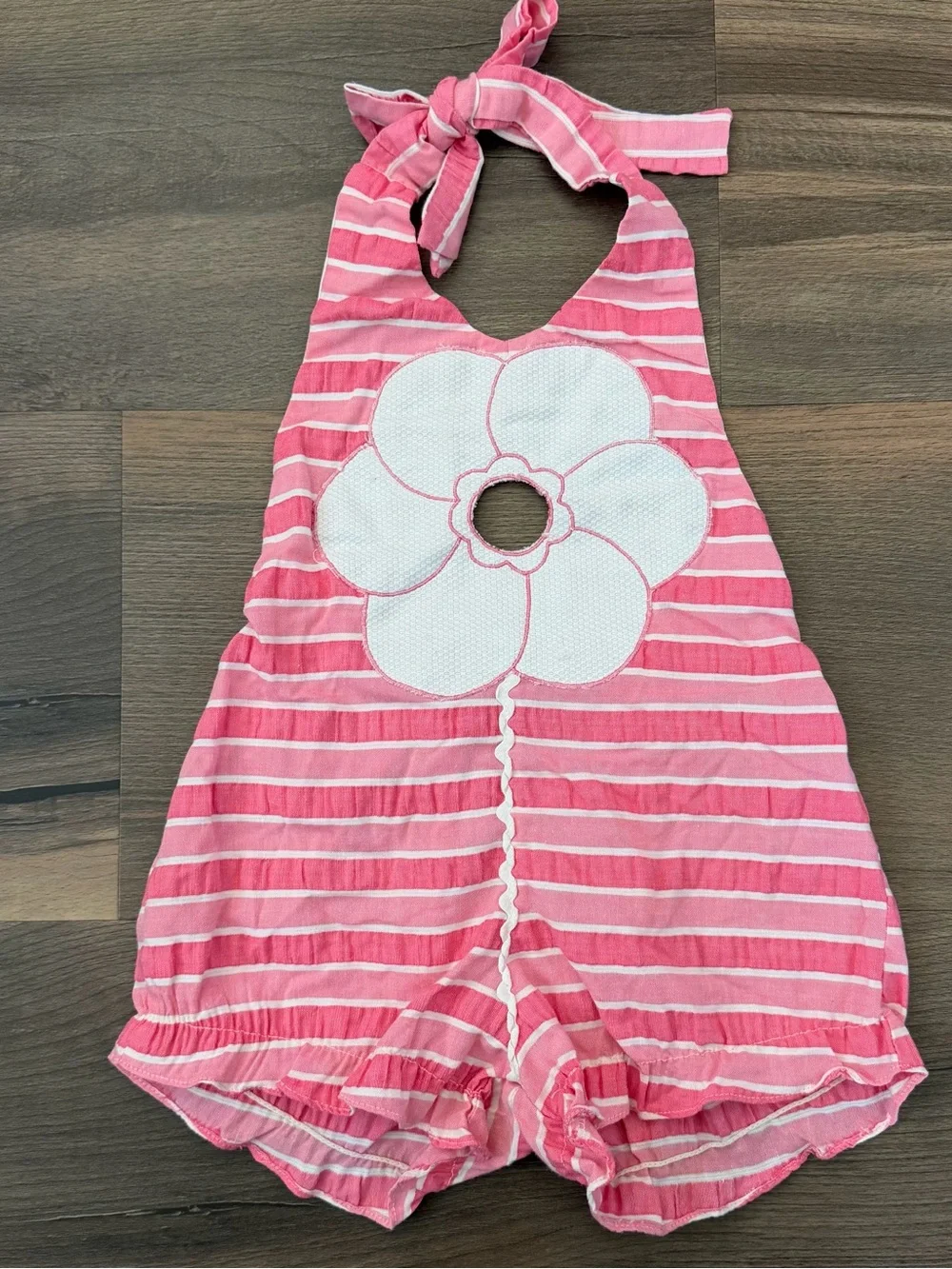 Vintage Toddler Pink Striped Halter Romper - Size 18-24 Months